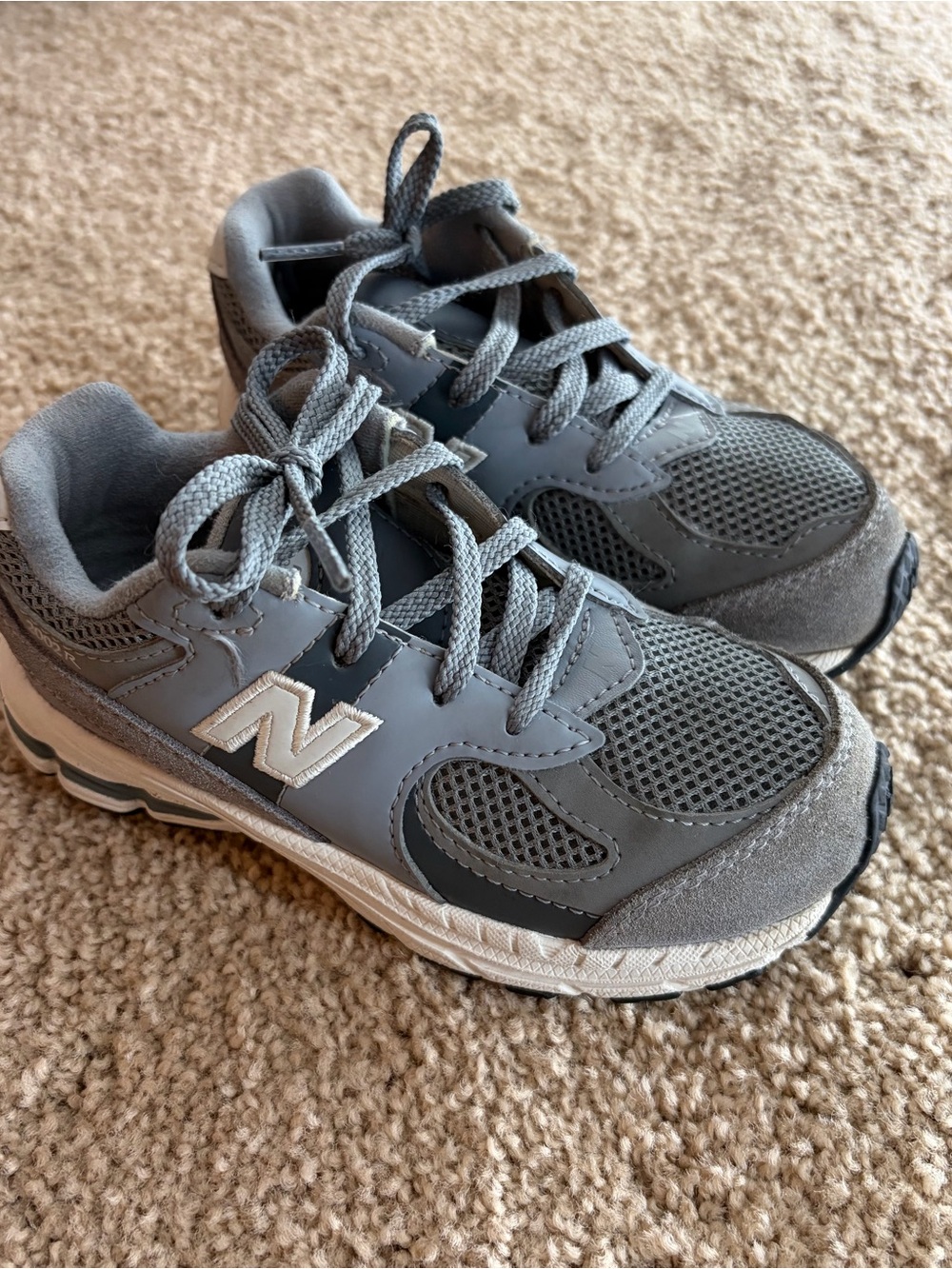 New Balance Kids Gray Mesh & Suede Athletic Sneakers